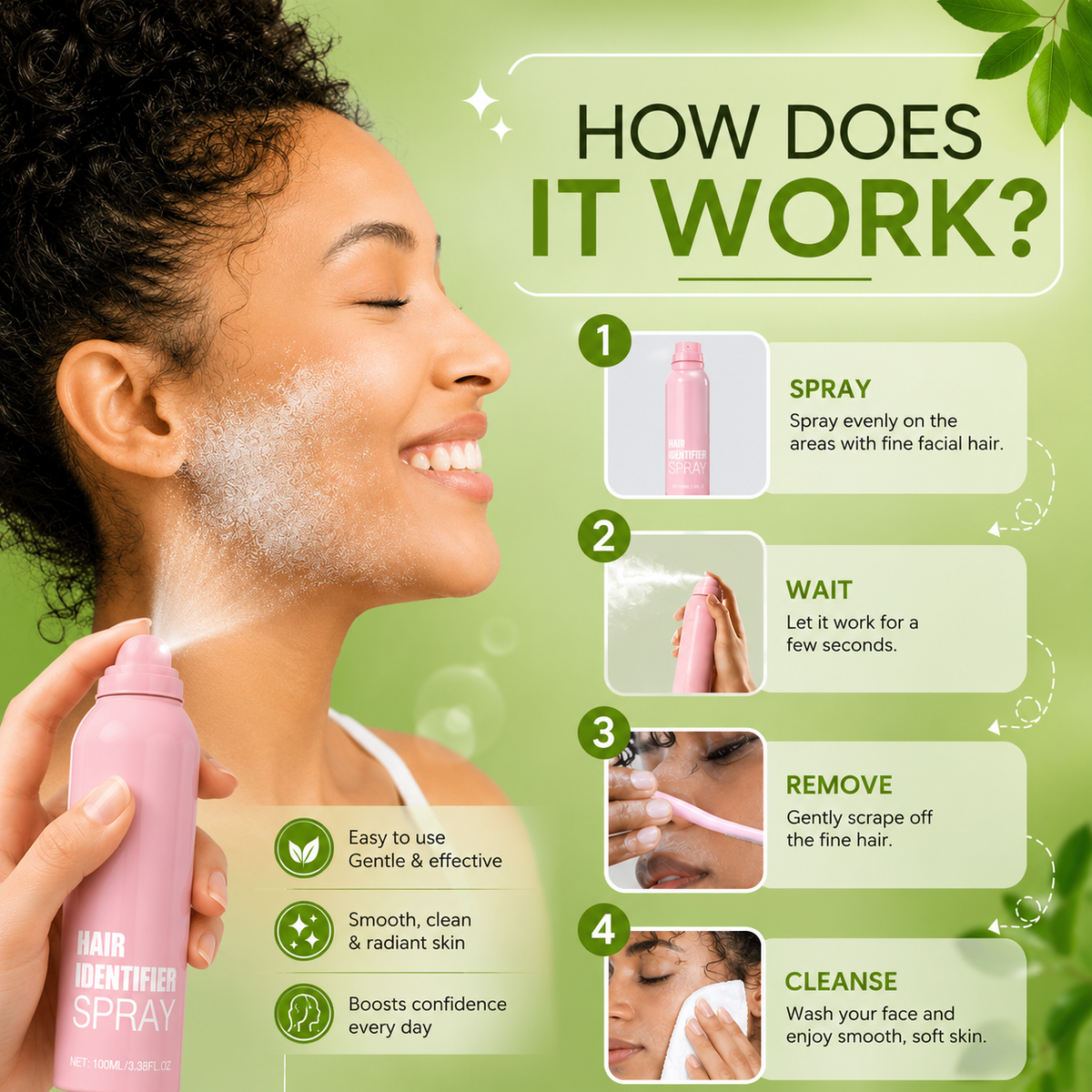 Hair Identifier Spray Reveal Invisible Facial Hair Instantly